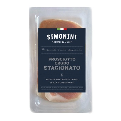 Prosciutto Crudo Stagionato Sliced – Simonini 80g - Pacco Italiano