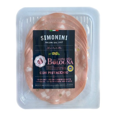 Mortadella Bologna I.G.P. with Pistachio – Simonini 100g - Pacco Italiano