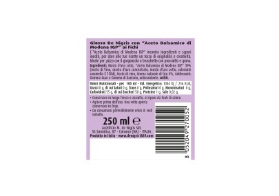 Fig Glaze with Balsamic Vinegar – De Nigris 250ml
