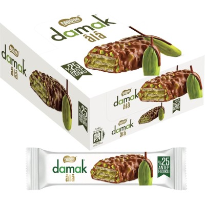 Nestlé Damak Ala Pistachio Wafer | Milk Chocolate Coated Snack (30g x 12)