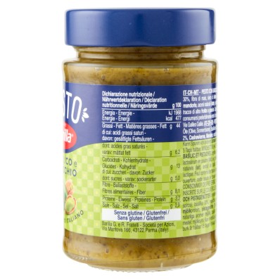 Barilla Pistachio & Basil Pesto 190g – Gluten-Free Sauce