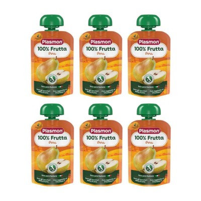 Plasmon 100% Fruit Snack Pear 6 x 100g – From 6 Months