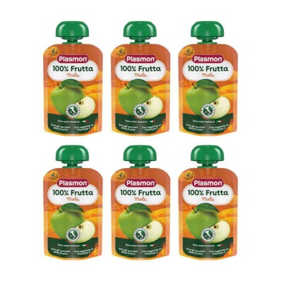 Plasmon 100% Fruit Snack Apple 6 x 100g – From 6 Months