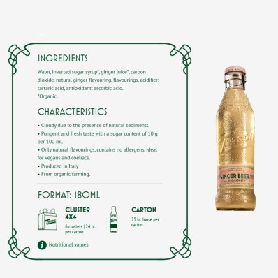 Tassoni Organic Ginger Beer 180ml x 4 – Made in Italy