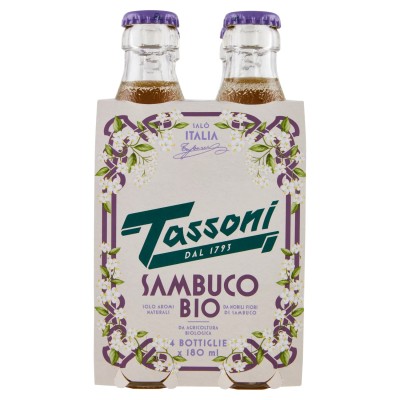 Tassoni Organic Elderflower Drink 4 x 180ml – Non-Alcoholic – Made in Italy