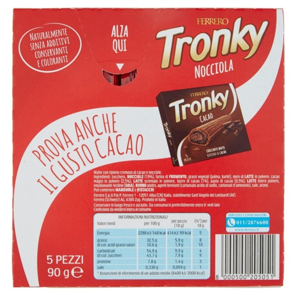 Tronky Hazelnut 5 x 18g – Crispy Wafer with Hazelnut Filling