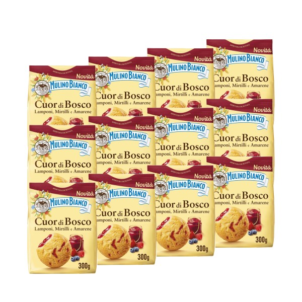 Mulino Bianco Cuor di Bosco – 12 x 300g Multipack of Berry-Filled
