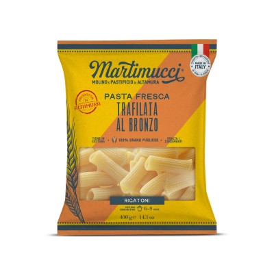 Martimucci Bronze-Die Rigatoni 400g – Fresh Pasta with 100% Apulian Durum Wheat