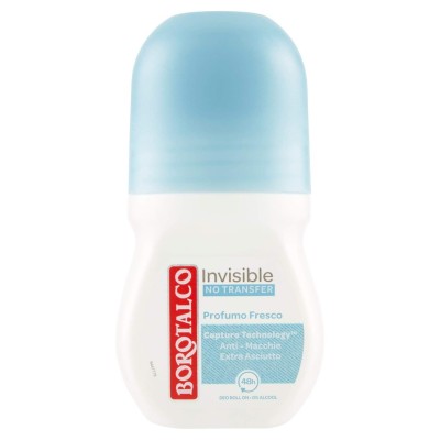 Borotalco Invisible Fresh Roll-On Deodorant 50ml – Anti-Stain, Alcohol-Free