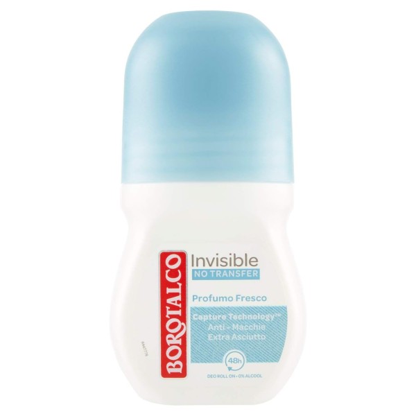 Borotalco Invisible Fresh Roll-On Deodorant 50ml – Anti-Stain, Alcohol-Free