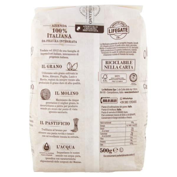 La Molisana Rigatoni n.31 – 500g Bronze-Cut Durum Wheat Pasta