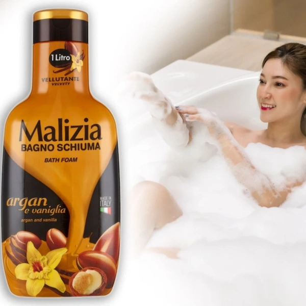 Malizia Bath Foam Argan & Vanilla 1000ml – Italian Bagno Schiuma