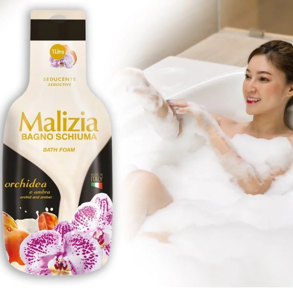 Malizia Bath Foam Orchid & Amber 1000ml – Luxury Body Care - Bagno schiuma Orchidea & Ambra