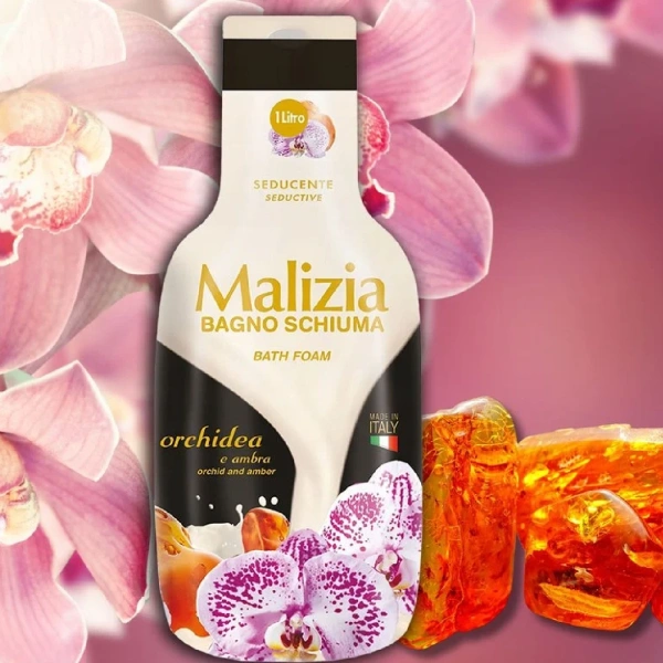 Malizia Bath Foam Orchid & Amber 1000ml – Luxury Body Care - Bagno schiuma Orchidea & Ambra