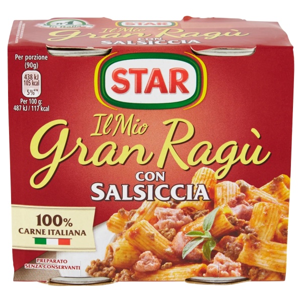 Star Gran Ragù Salsiccia Italian Meat Sausage Sauce – 2 x 180g Star Gran Ragù Salsiccia Italian Meat Sausage Sauce – 2 x 180g
