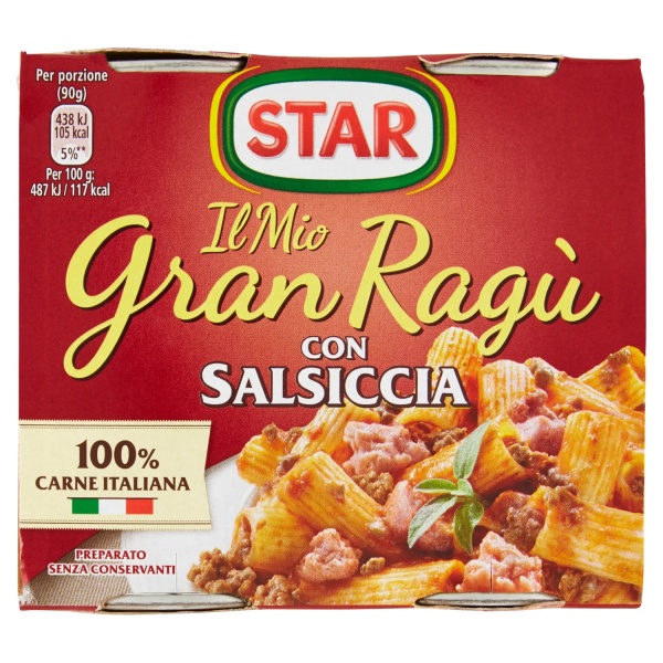 Star Gran Ragù Salsiccia Italian Meat Sausage Sauce – 2 x 180g Star Gran Ragù Salsiccia Italian Meat Sausage Sauce – 2 x 180g