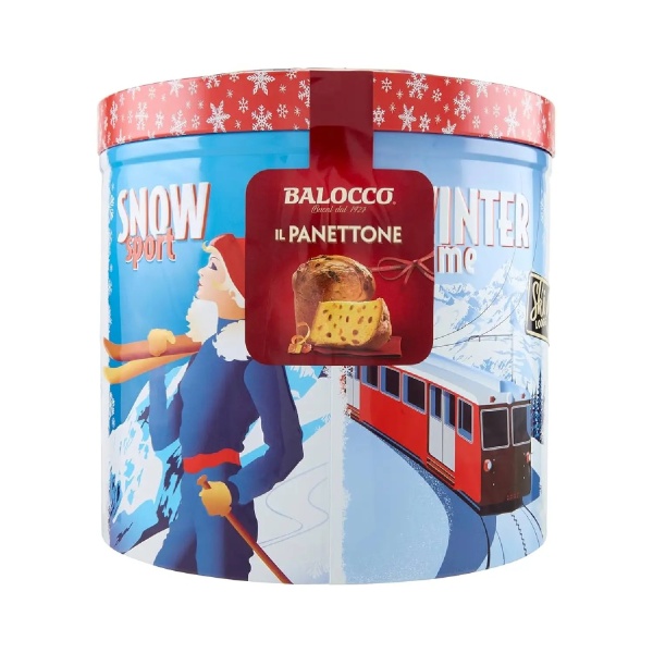 Balocco Classic Panettone in Christmas Festive Tin 750g