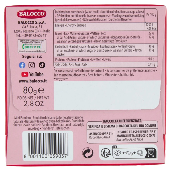 Balocco Il Pandoro – Mini Traditional Pandoro 80 g