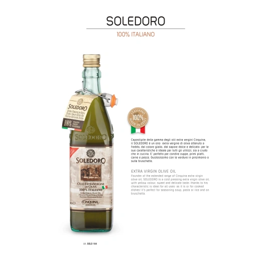 Soledoro Extra Virgin Oil Unfiltered 1L | 100% Italian