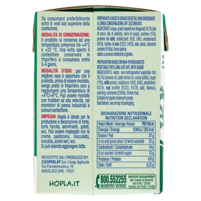 Hoplà Whipping Cream Alternative 200 ml UHT Sweetened