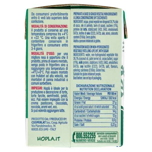 Hoplà Whipping Cream Alternative 200 ml UHT Sweetened