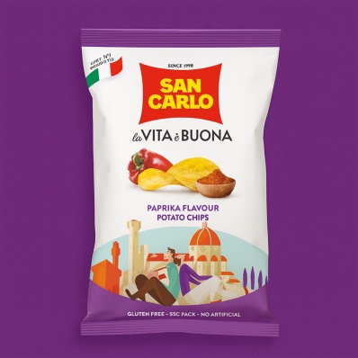 San Carlo Paprika Potato Crisps 50 g – Authentic Italian Snack