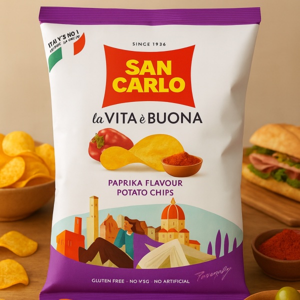 San Carlo Paprika Potato Crisps 50 g – Authentic Italian Snack