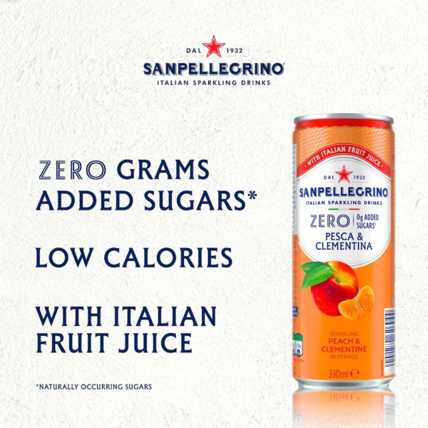 Sanpellegrino Pesca & Clementina Zero Added Sugar – Can 33 cl