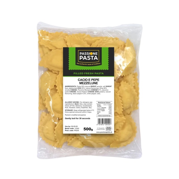 Cacio e Pepe Mezzelune 500 g – Passione Pasta