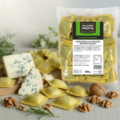 Fresh Ravioli with Gorgonzola & Toasted Walnuts 500 g – Passione Pasta