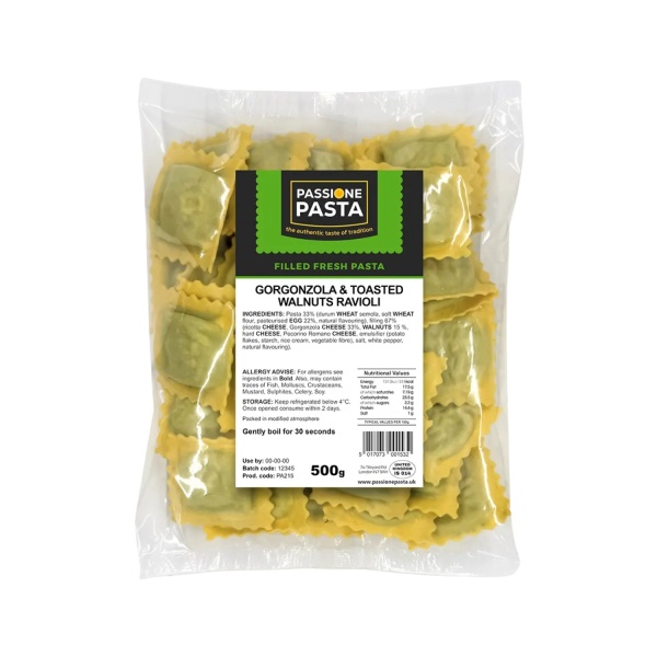 Gorgonzola & Walnut Ravioli 500 g – Passione Pasta