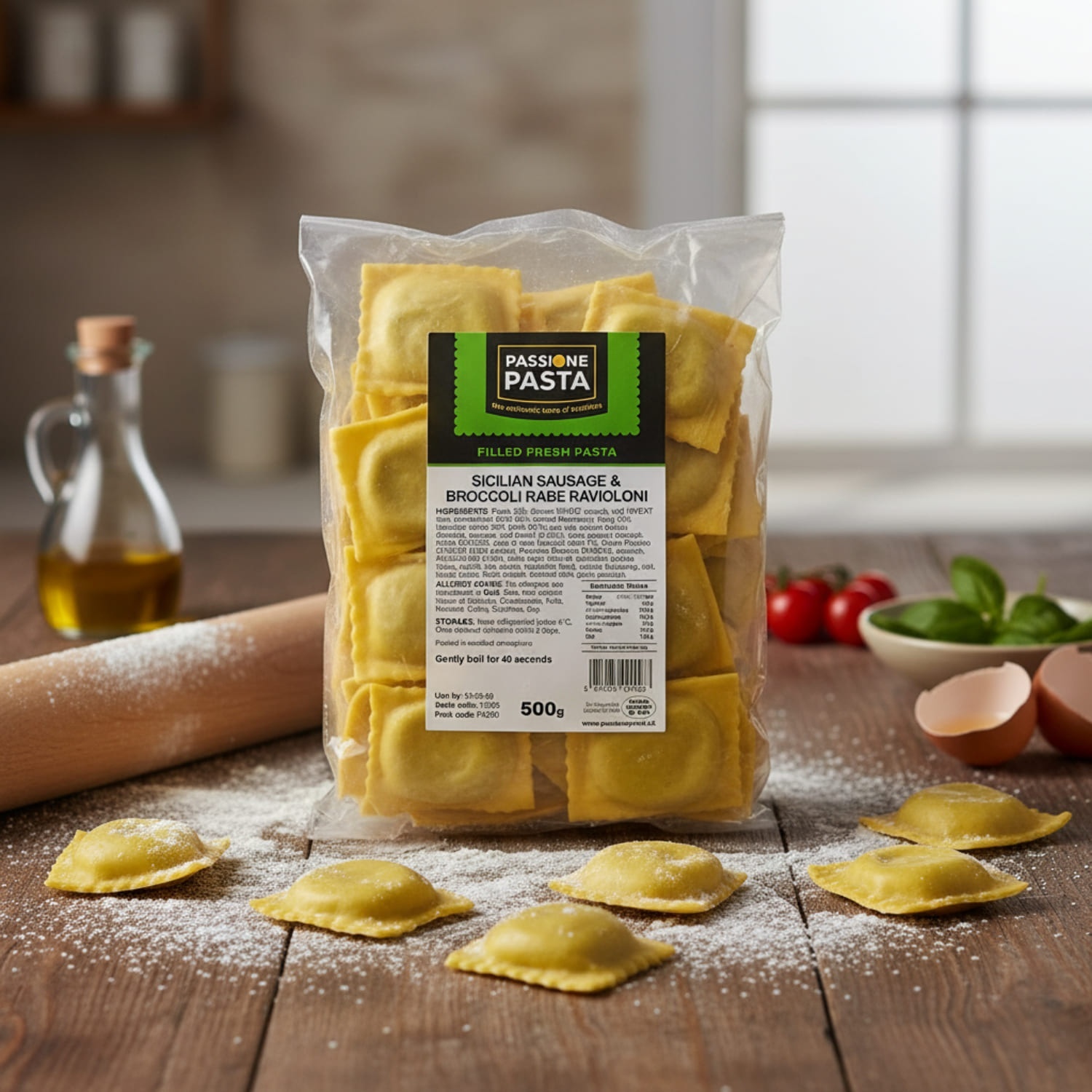 Sicilian Sausage & Broccoli Rabe Ravioloni – 500 g