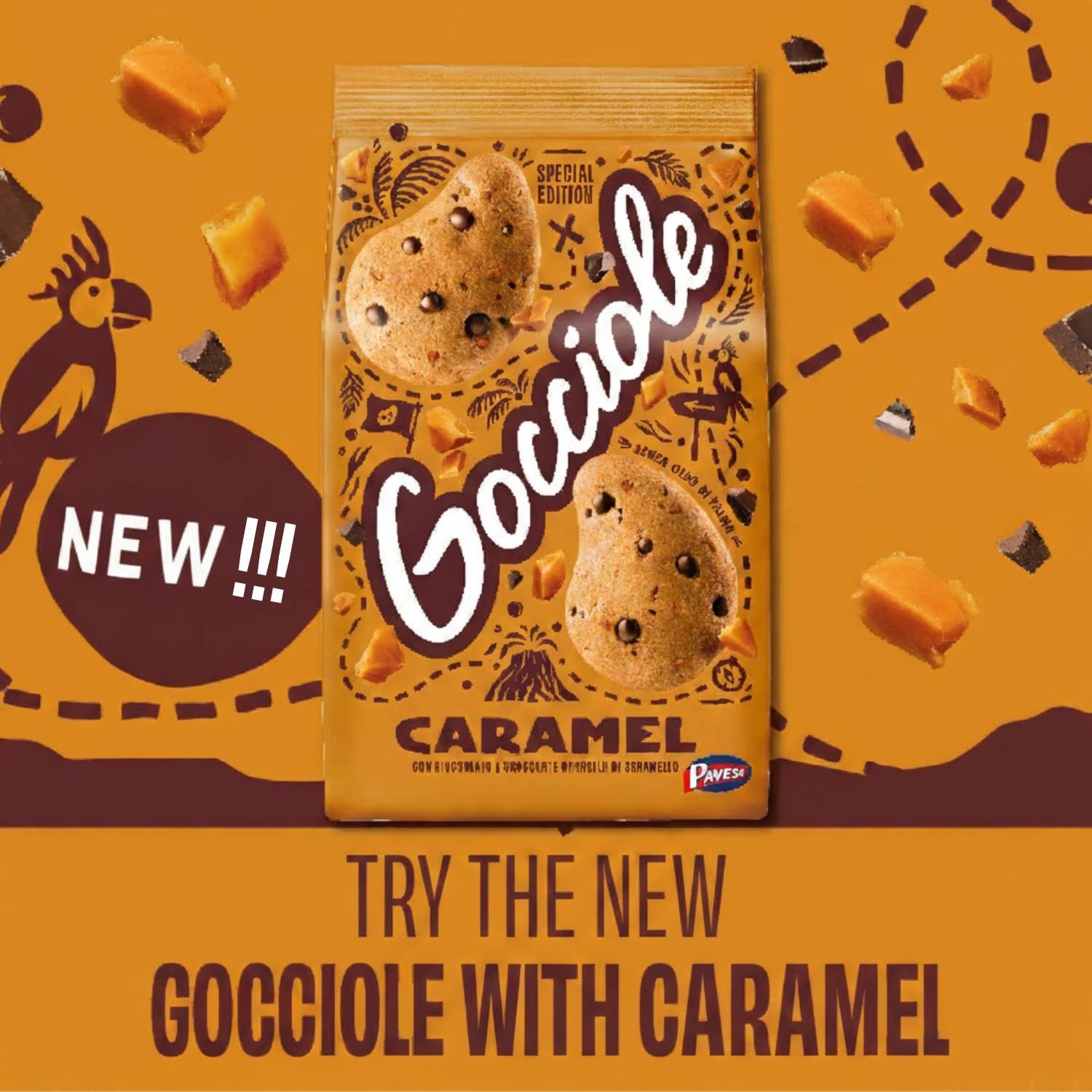 Gocciole Caramel Chocolate Chip Biscuits 300 g – Pavesi