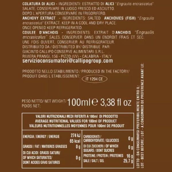 Callipo Colatura di Alici: Premium Anchovy Extract