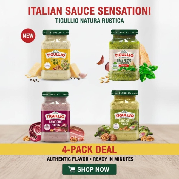 Tigullio Italian Pesto Bundle – Cacio e Pepe, Pesto Genovese, Radicchio & Speck, Artichoke & Walnut | THE ITALIAN BOX