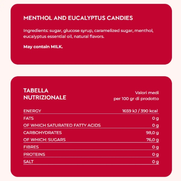 Sperlari Candies Club - Menthol and Eucalyptus (Caramelle Mentolo e Eucalipto) - 200g