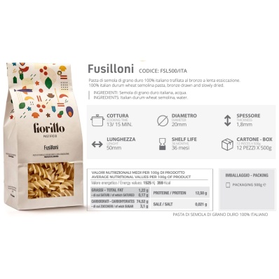 Bronze Cut Fusilloni 500g - Fiorillo