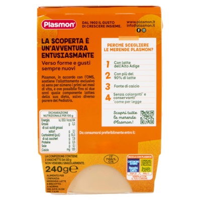 Plasmon Merenda Milk and Biscuit - Latte e Biscotti  2x120g
