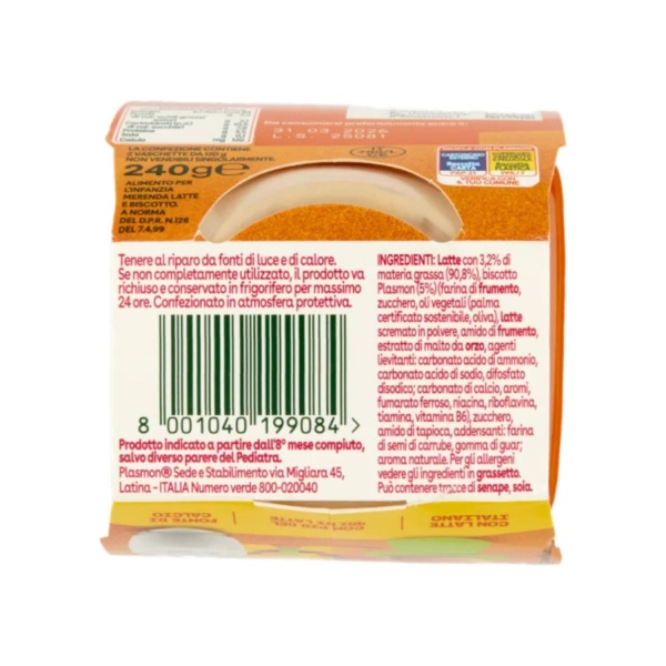 Plasmon Milk & Biscuit Baby Dessert 2x120g