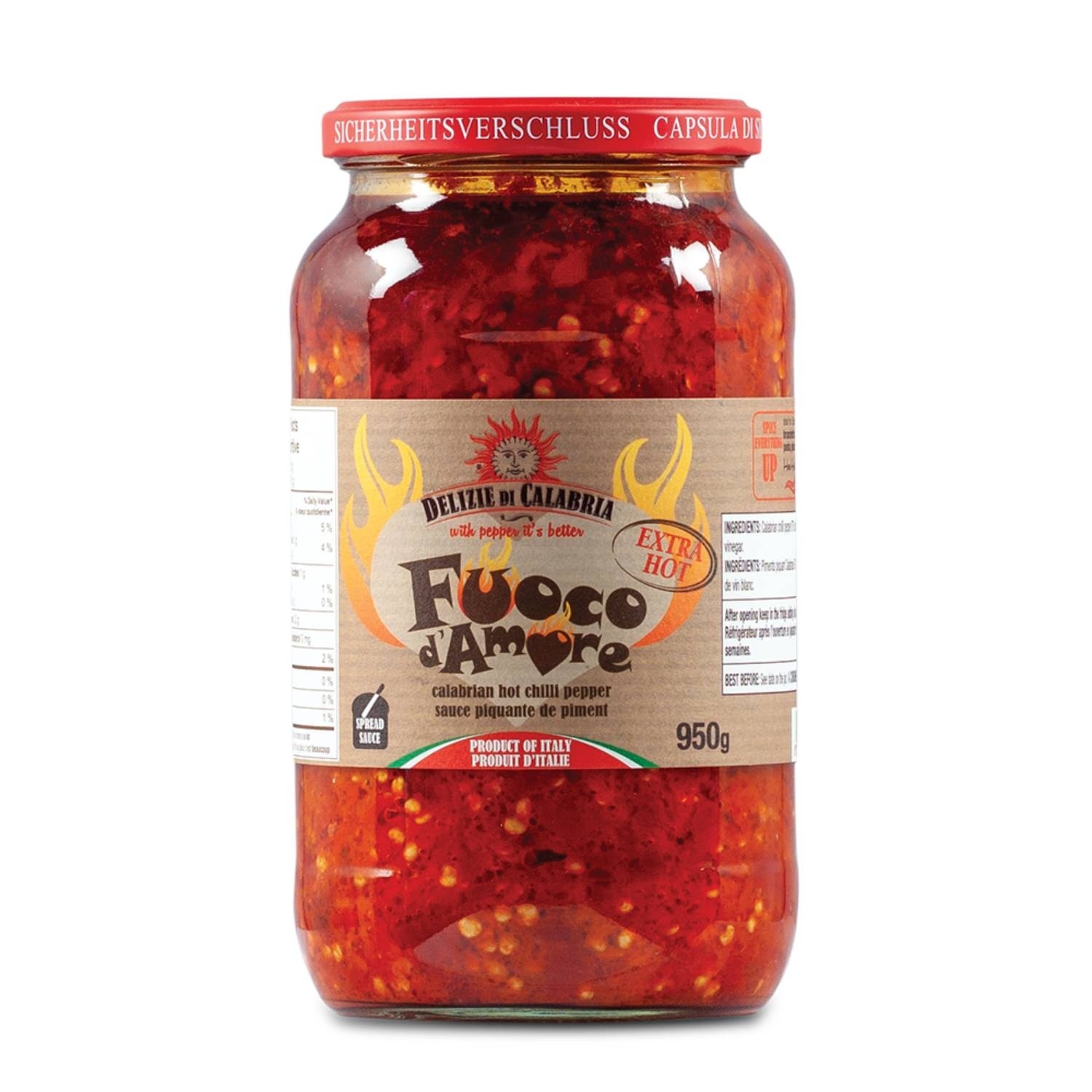 Calabrian Hot Chilli Pepper Sauce 950g - Delizie di Calabria
