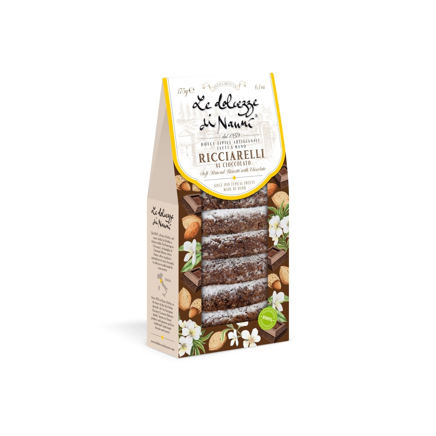 Ricciarelli al Cioccolato (175g) – Traditional Almond Cookies with Chocolate