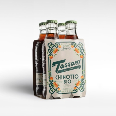 Tassoni Organic Chinotto Italian Sparkling Soft Drink, 4 x 180ml