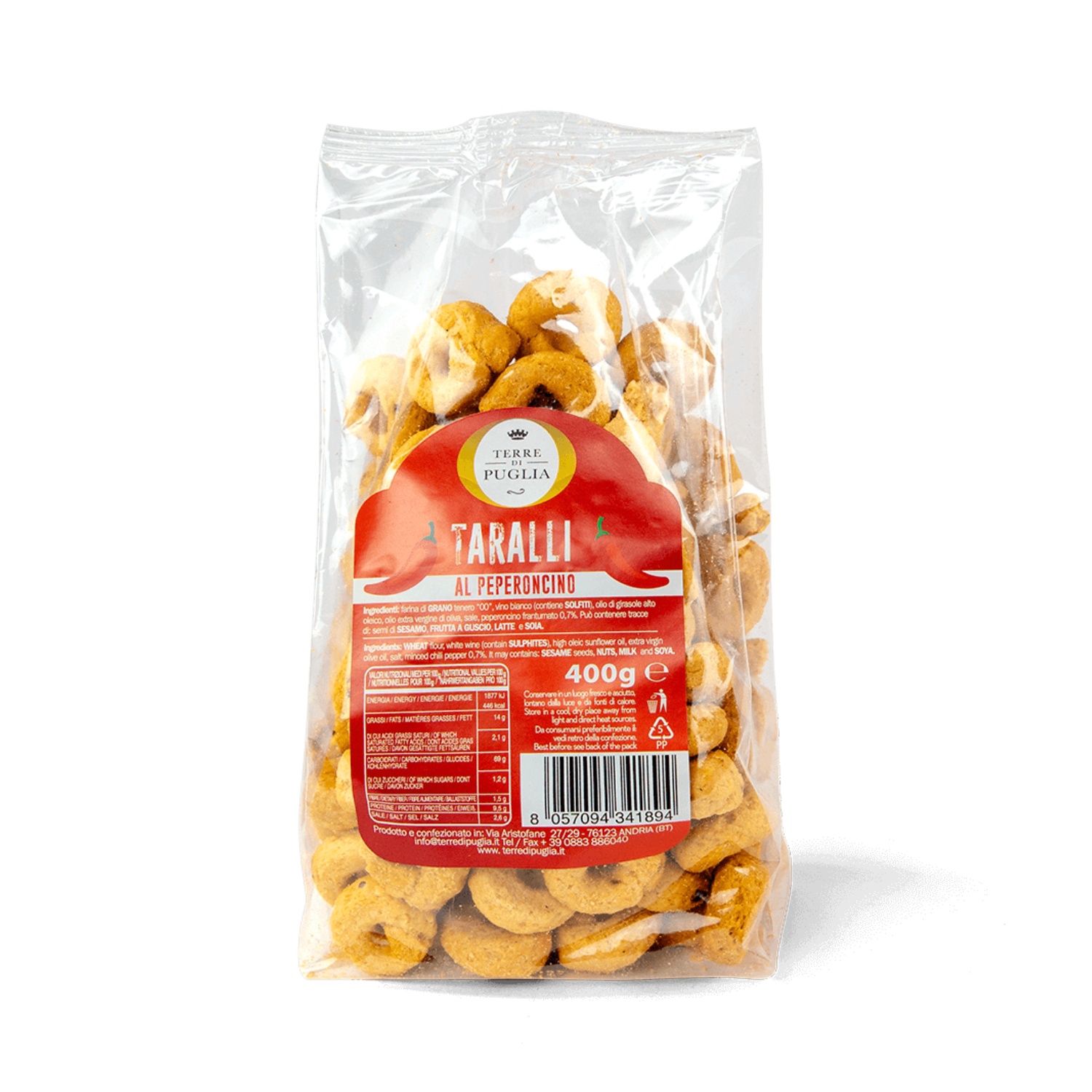 Taralli al Peperoncino - Spicy Puglian Snack 400g