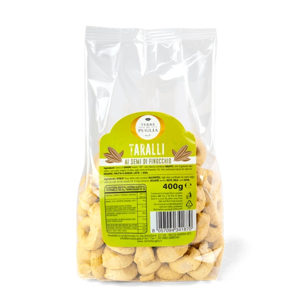 Taralli  Finocchio - Fennel Italian Pretzels Terre di Puglia 400g