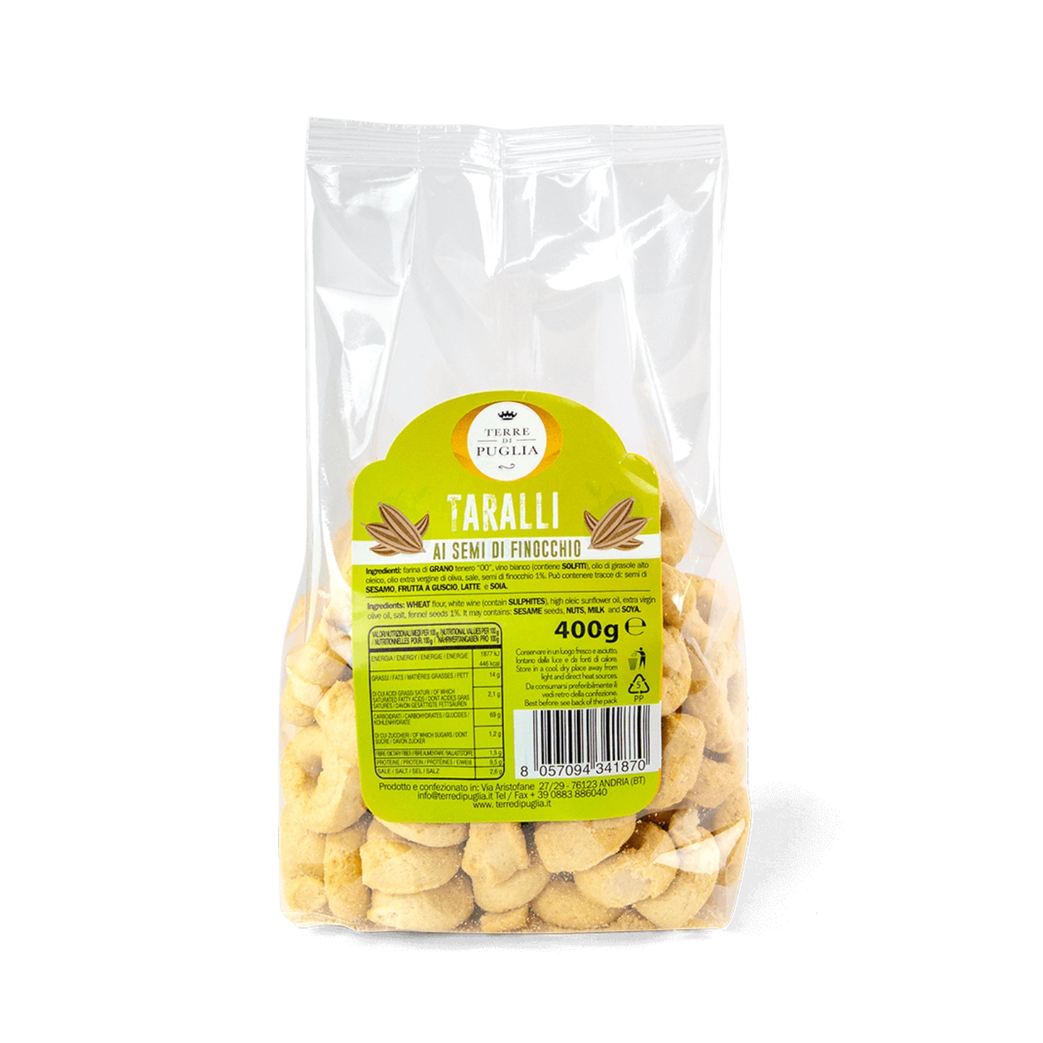 Taralli  Finocchio - Fennel Italian Pretzels Terre di Puglia 400g