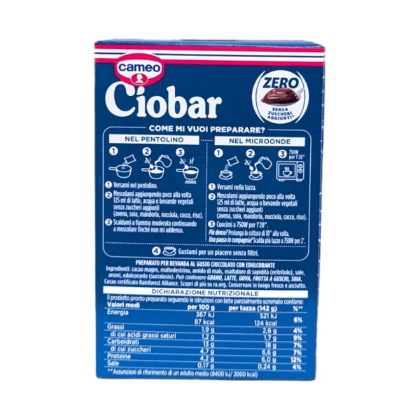Cameo Ciobar Zero Hot Chocolate, No Added Sugar 76g