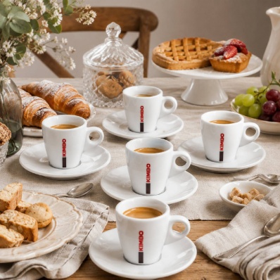 Kimbo Ceramic Espresso Cups & Saucers Set of 6