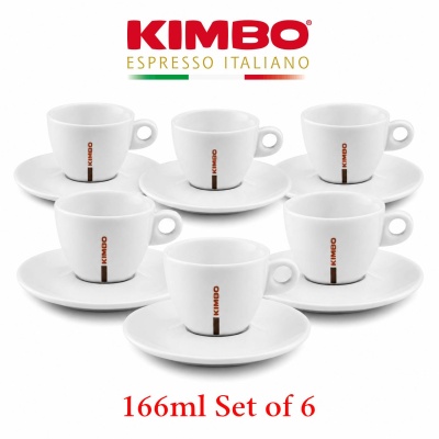 Kimbo Cappuccino Cups & Saucers 166ml Set of 6