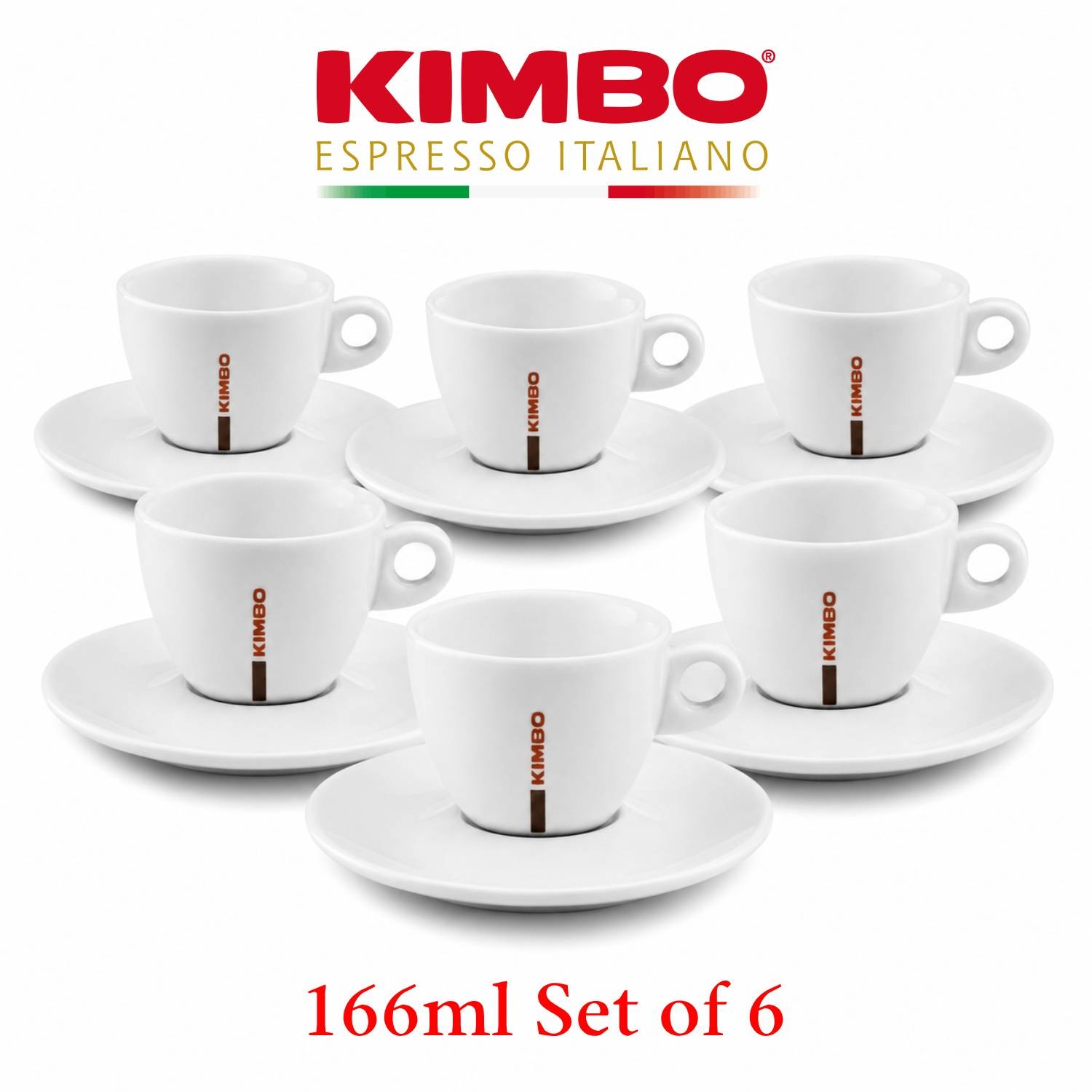 Kimbo Cappuccino Cups & Saucers 166ml Set of 6