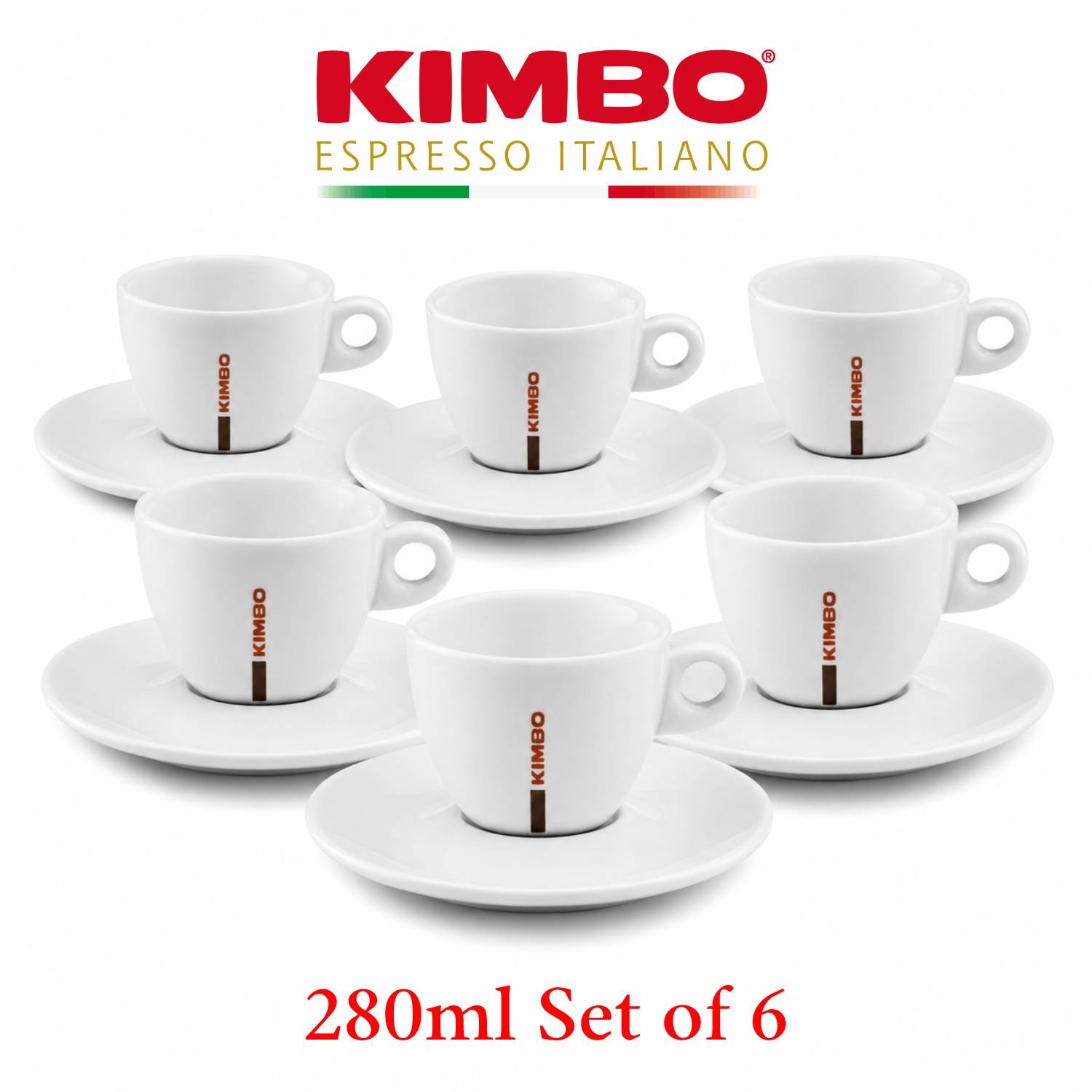 Kimbo Large Cappuccino Cups 280ml Set of 6